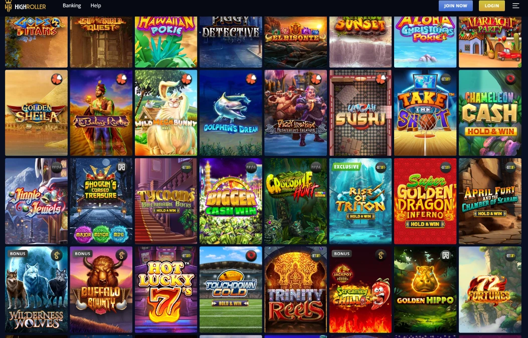 high roller casino slot games lobby