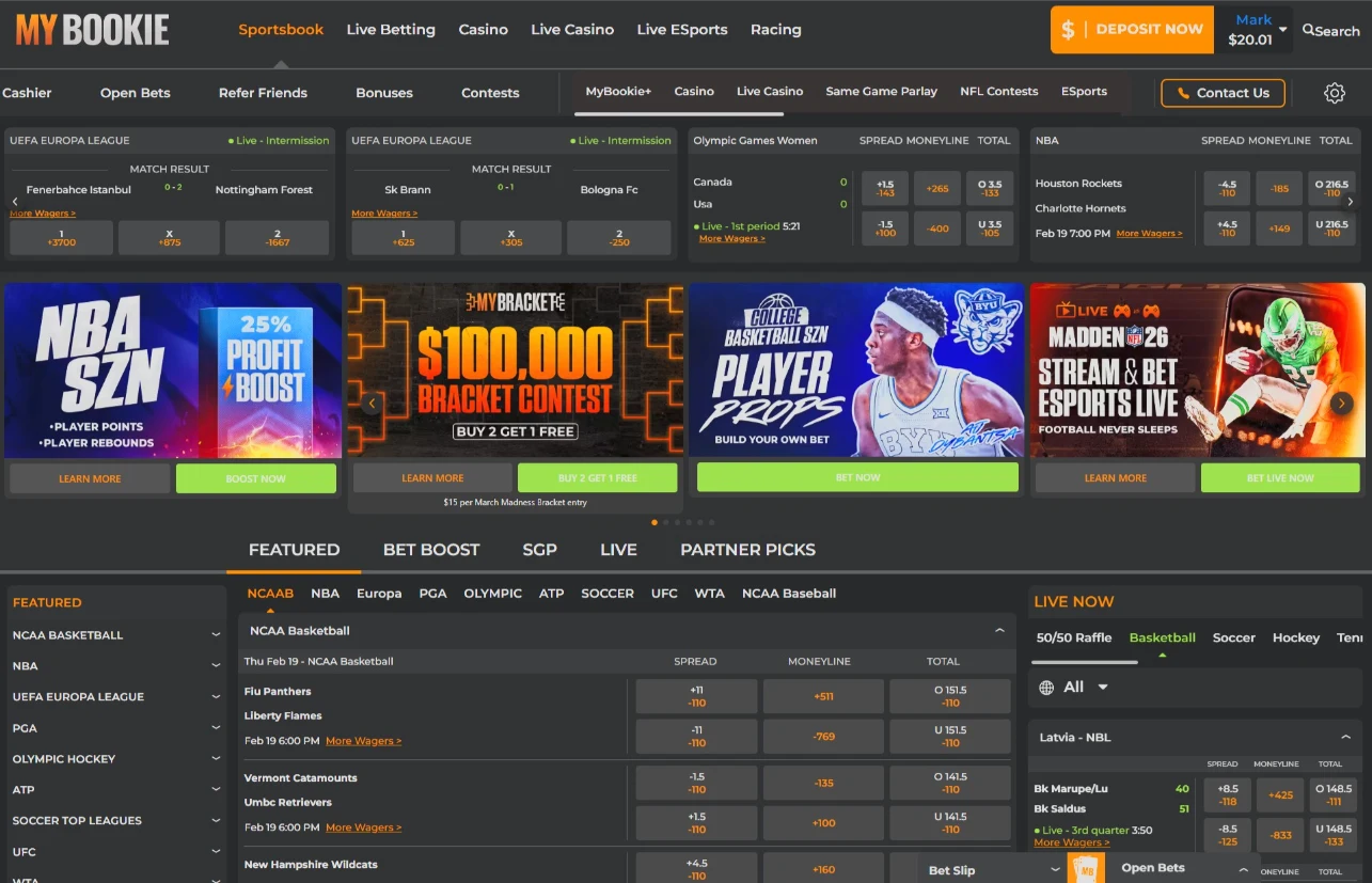 MyBookie Sportsbook and Unified Wallet Interface