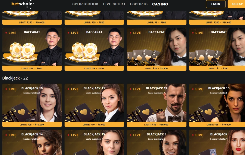 betwhale live dealer casino