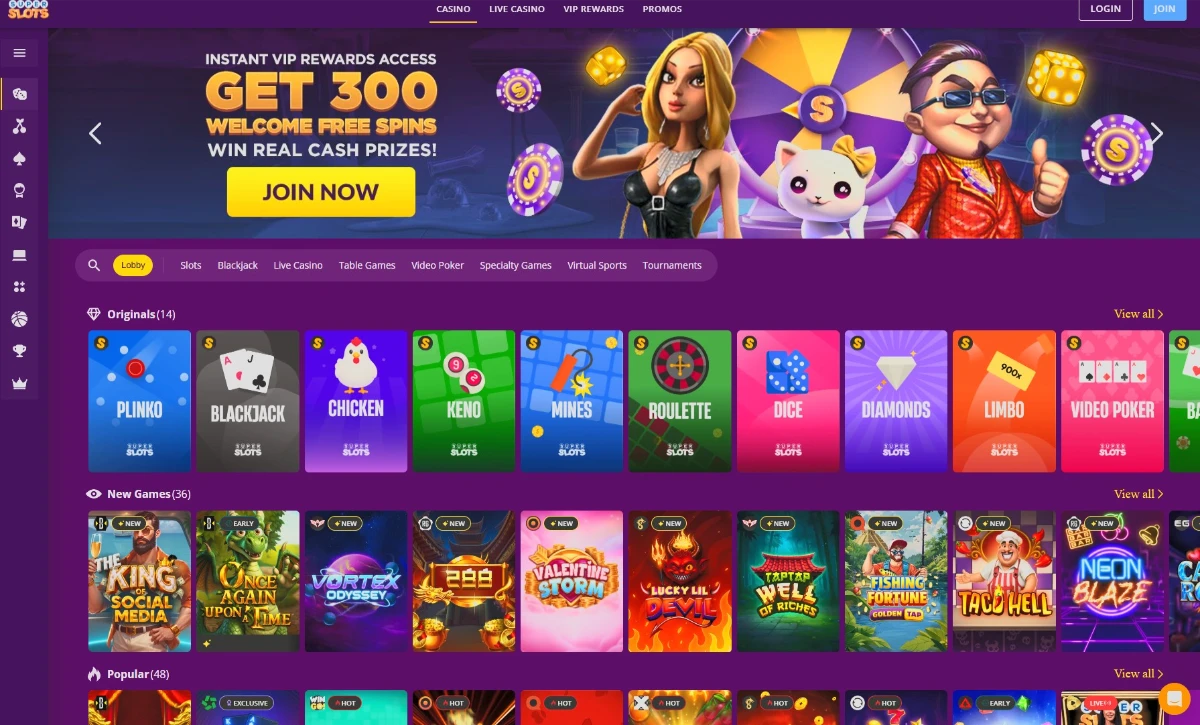 Super Slots 2026 Interface