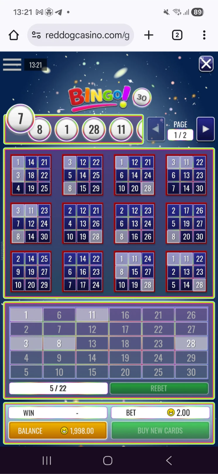 30-Ball Bingo on Mobile