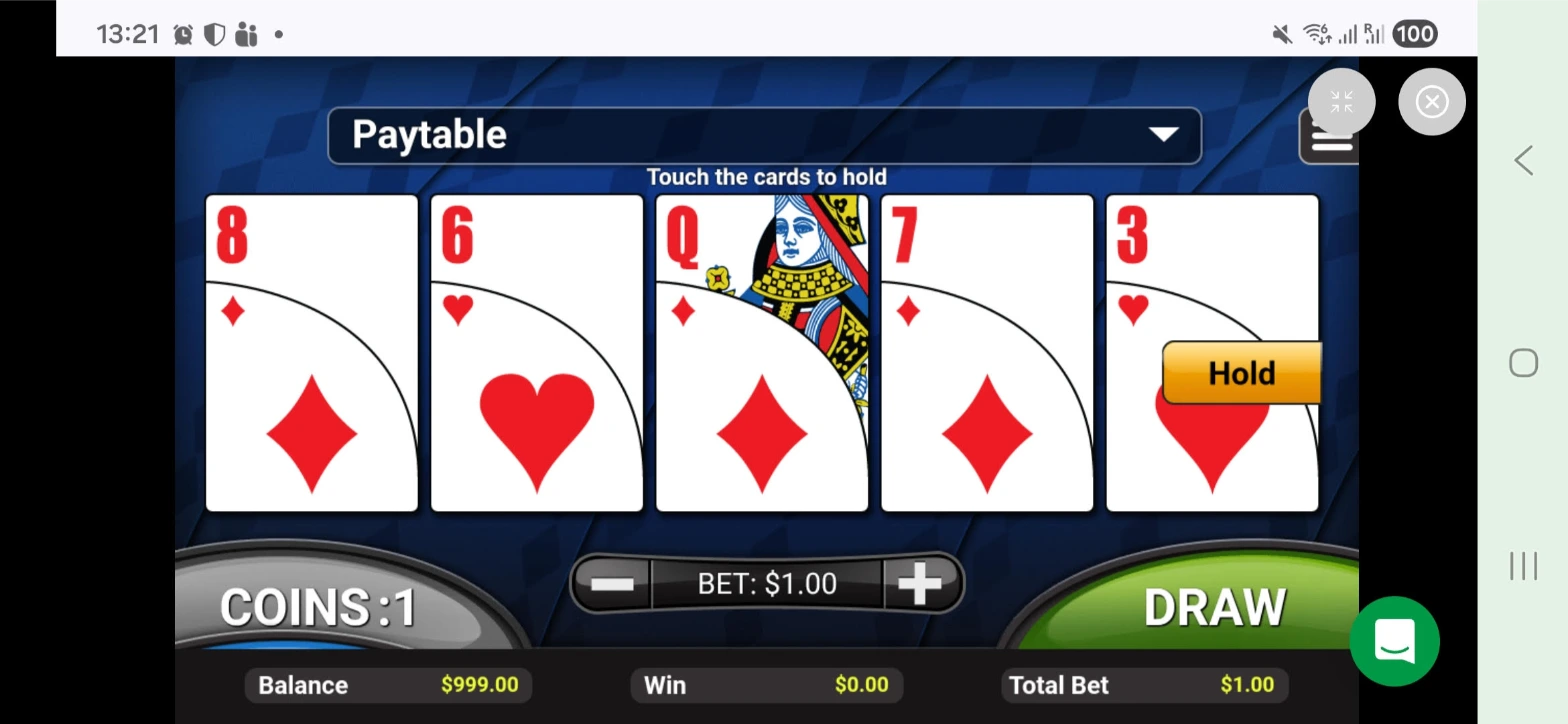 Video Poker on Mobile Phone