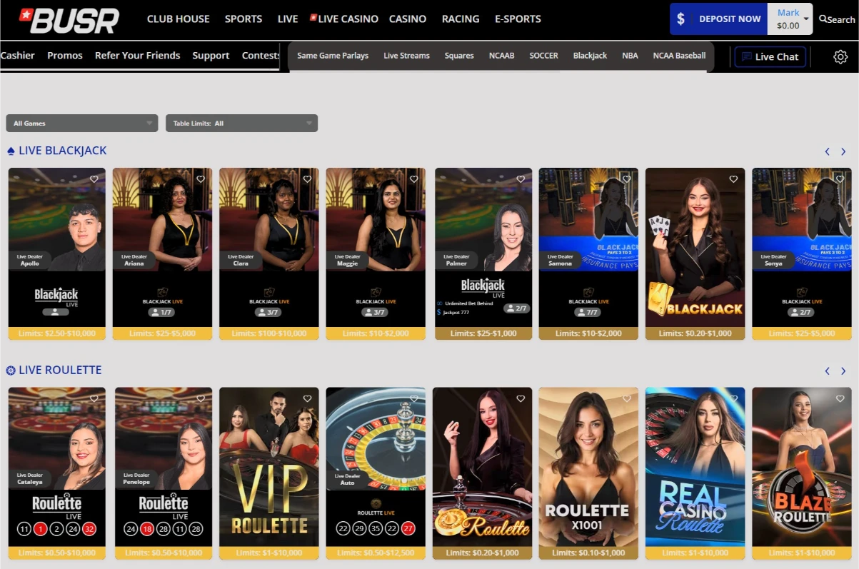 BUSR Live Dealer Streams