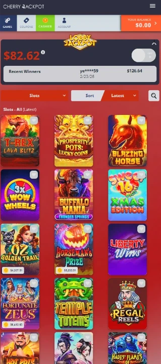 Cherry Jackpot Mobile Web Application