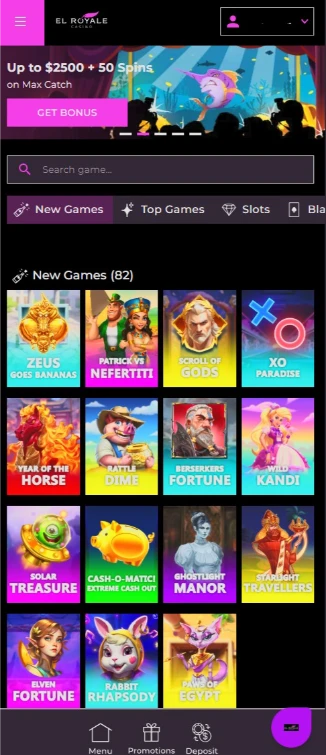 El Royale Casino Mobile Browser Interface