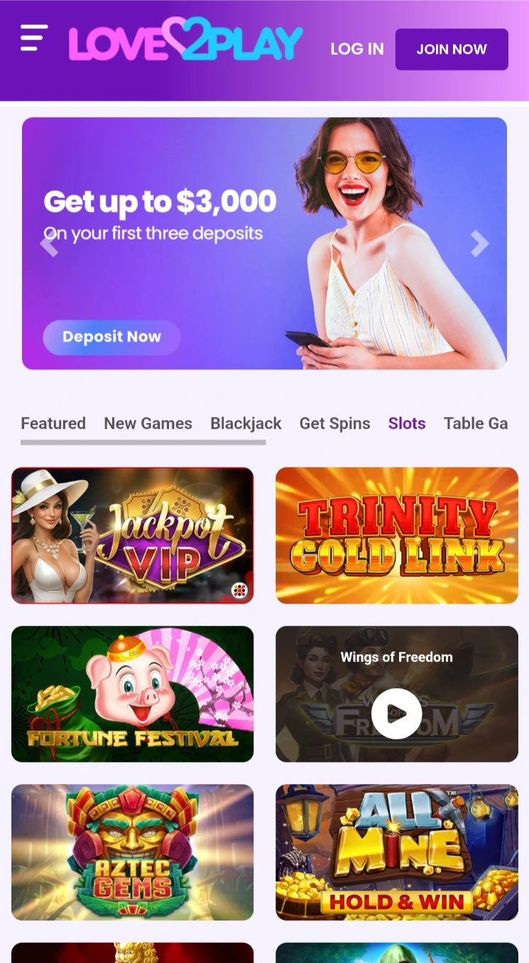 Love2Play Mobile Screen