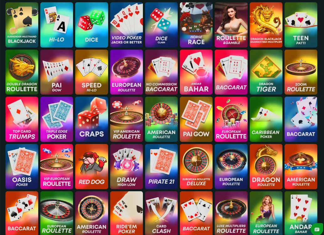 Lucky Tiger RNG Table Games Lobby
