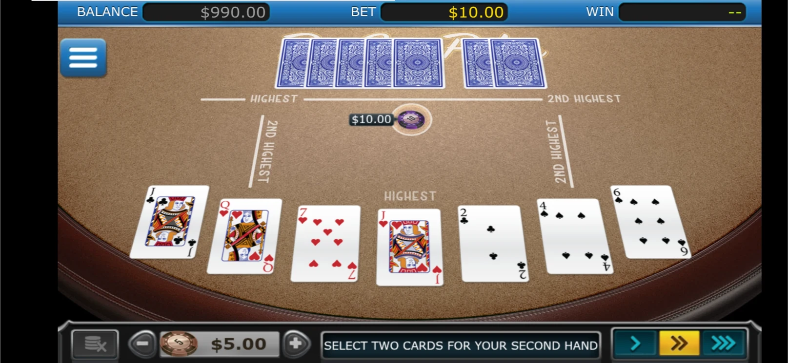 Pai Gow Poker Landscape Mode on Mobile