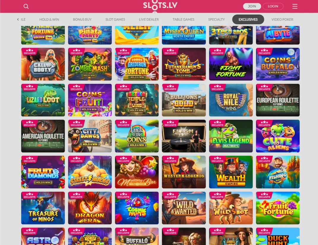 Slots.lv Exclusive Proprietary Games