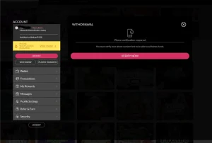 Slots.lv withdrawal screen asking for ID verification