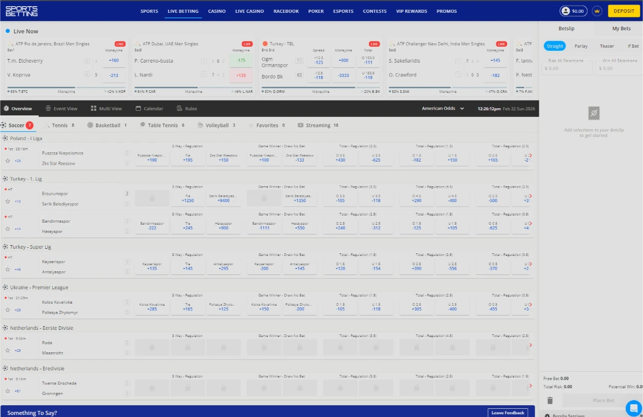 Sportsbetting.ag Live In-Play Betting
