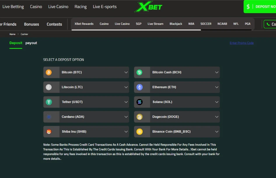 Xbet Cashier Deposit Options 2026